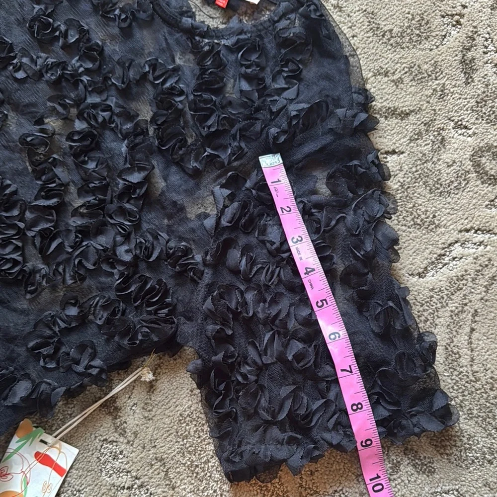 Black Floral Sheer Top